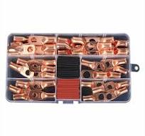 60-Piece Copper Ring Terminal Assortment - AWG 12-10-8-6-4 Battery Cable  Lugs Kit
