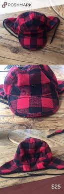 Flannel Ear Flap Hat One Size Fits All Worn Gently Lumberjack Style Winter Red White Flannel Cap With Warm Lining Ea Ear Flap Hats Ear Flap Flannel
