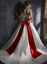 White Wedding Dress With Giant Red Bow Love Red Redwedding Weddingdress Redribbon Wedding Dresses Taffeta Red Wedding Dresses Christmas Wedding Dresses