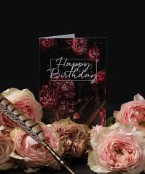 Happy birthday gold and blush pink flowers card. Happy Birthday Card Tree Peonies By Ronny Colbie