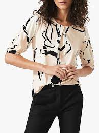 Phase Eight Jetta Marble Print Top Stone At John Lewis Partners