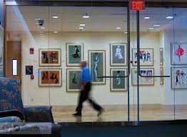 A Sampling Of Some Of The Art Much Of It Donated On Display In The New Yawkey Center This Shot Is Actually Taken From Inside Th Gallery Wall Wall Home Decor