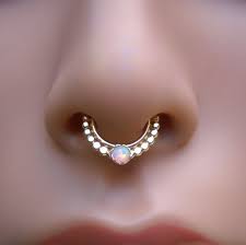 Septum Ring White Opal Septum 14k Yellow Gold Filled Septum Hoop Septum Piercing Septum J Septum Jewelry Nose Piercing Jewelry Septum Piercing Jewelry