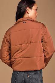 Lulus Eezeh Rust Brown Cropped Puffer Jacket Size X Small 100 Polyester Puffer Jackets Jackets Quilted Puffer Jacket
