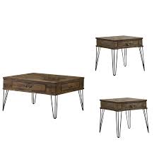 Tips to save money with coffee table sets offer. Best Quality Furniture 3 Piece Oak Color Coffee Table Set With Drawers And Metal Legs On Sale Overstock 30435200