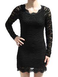 34 36 38 40 42; Robe Dentelle Noire Courte Manche Longue De Lutine Fr