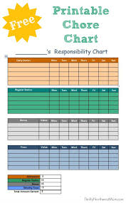 free printable chore chart for kids