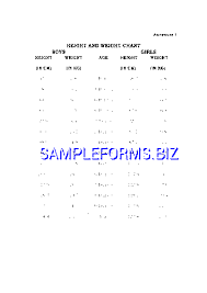 height and weight chart for children pdf free 2 pages