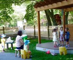 Art + outdoors = artdoorsy. Outdoor Stage Learning Circle Preschool