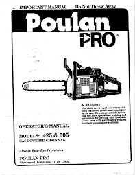 Poulan 425 Chainsaw User Manual Manualzz Com