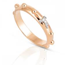 Choose color from selection boxes above. Humilis Rose Gold Rosary Ring With Diamond
