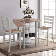 Ridgewood Grey Drop Leaf 3 Piece Counter Height Table And 2 Chairs 399 00 Table 40 Dia 2 Counter Height Table Counter Table Set Pub Table Sets