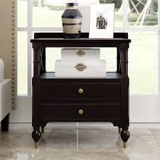 Made from solid pine wood, this table features a clean lined body with beveled front edges and four tapered, splayed legs. House Of Hampton Culbertson 2 Drawer Solid Wood Nightstand In Chocolate Wayfair