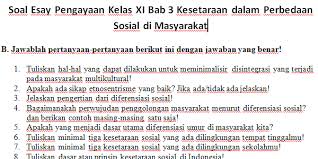 Harus ada keinginan umum untuk mengadakan perubahan b. Soal Esay Pengayaan Kelas Xi Bab 3 Kesetaraan Dalam Perbedaan Sosial Di Masyarakat Smart Sosiologi