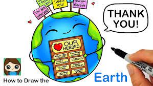 How to draw earth easy and cute youtube. Learn Withme Thank You To Our Heroes How To Draw The Earth Giving Thanks Coronavirus Awareness Youtube