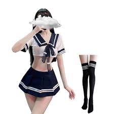 SINROYEE Lencería sexy para mujer, traje de colegialas, juego de roles,  cosplay, disfraz de marinero con calcetines, encantador, 7962, L (4555 kg)  : Amazon.es: Salud y cuidado personal