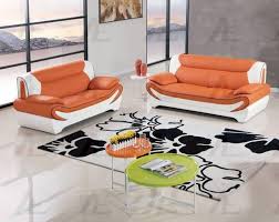 Orange White Sofa And Loveseat Set F Leather 2pcs American Eagle Ae209 Org Iv Ae209 Org Iv Set 2 Buy Online Sofa Set Sofa And Loveseat Set Leather Sofa Set