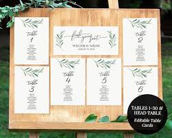 Greenery Seating Chart Printable Seating Cards 5x7 Table Etsy Wedding Table Assignments Wedding Seating Cards Seating Cards