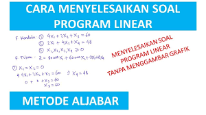 Contoh soal program linier metode simpleks 3 variabel. Menyelesaikan Soal Program Linear Dengan Metode Aljabar Youtube