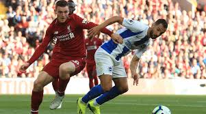 90' liverpool player mohamed salah strikes the header off target, ball is cleared by the brighton. Liverpool Vs Brighton Hove Albion Andy Robertson Waxes Lyrical About Alisson