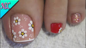 Diseños originales de uñas para pies. Diseno De Unas Para Pies Flores Con Frances Muy Facil Flowers Nail Art French Nail Art Nlc Youtube