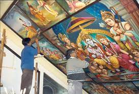 Huge collection, amazing choice, 100+ million high wall painting depicting an old folklore, zhenjun temple, wozhou mountain, xinchang, zhejiang province chinese painting and ceiling art at wihan sian temple pattaya thailand s. Fibershikhar Temple Wall Ceiling Painting