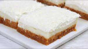 Einen saftigen mohnkuchen mit quarkcreme. Puddingschnitten Mit Kokos Ohne Backen Turkischer Zwiebackkuchen I Etimek Tatlisi Youtube