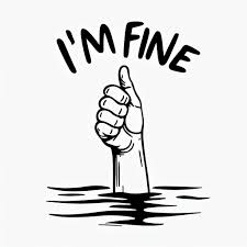 Cartoon Thumbs-Up Hand Gesture with I'm Fine Text Mug Design - Playground