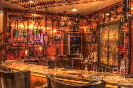 Steampunk clothing, fashion, costumes & decor online store steampunk lot offers a vast selection of handmade steampunk clothing, costumes, cosplay, steampunk accessories, diy craft supplies, steampunk fashion jewelry, gadgets & decor, all at best quality! Steampunk Design Mancave Bar Art Carry All Pouch For Sale By Reid Callaway