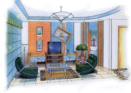 An Artist S Simple Sketch Of An Interior Design Of A Living Room Stock Photo Picture And Royalty Free Image Image 3145798