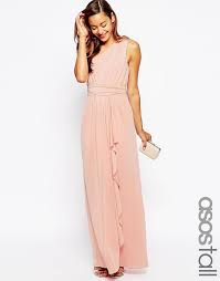 $55.00 $38.00 (30% off) tall pink stretch satin ruched one shoulder mini dress. Asos Tall Wedding One Shoulder Sexy Slinky Maxi Dress Maxi Dresses For Weddings Popsugar Fashion Uk Photo 4