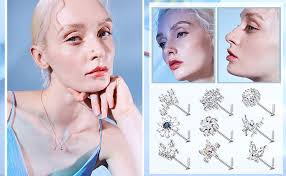 Amazon.com: Ubjuliwa 9 anillos de nariz de acero inoxidable de 0.71 oz en  forma de L, tornillo de hueso, aretes de nariz para mujeres y hombres,  circonita cúbica, luna, estrella, flor, mariposa,