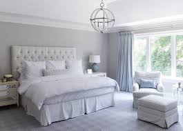 Blue has always headed the list of the most popular colors for decorating an interior. Gray And Blue Master Bedroom With Blue French Pleat Curtains Transitional Bedroom