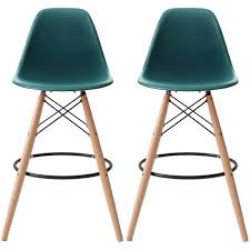 Looking for the best bar stools with back? 2xhome Set Of 2 Teal 28 Seat Height Modern Plastic Style Bar Stool Barstool Counter Stools With Backs And Armless Natural Legs Wood Eiffel Legs Dowel Leg Walmart Com Walmart Com