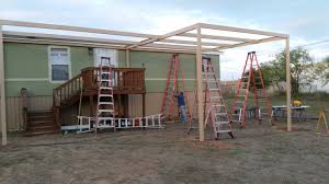 Manufactured home carports mobile trailer aluminum covers. Front And Back Awning With Carport Attached To Mobile Home Carport Patio Covers Awnings San Antonio Best Prices In San Antonio