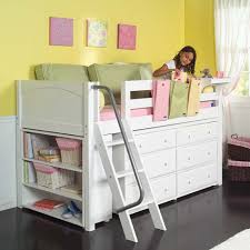 Maxtrix Kids Low Loft Bed W Built In Dresser Bookcase White 604