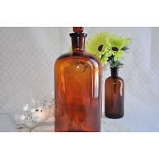 Large Antique Amber Glass Apothecary Bottle Original Stopper