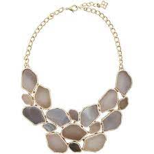 Bcbgmaxazria Natural Stone Statement Necklace 178 Found On Polyvore Featur Natural Stone Statement Necklace Stone Statement Necklace Gray Statement Necklace