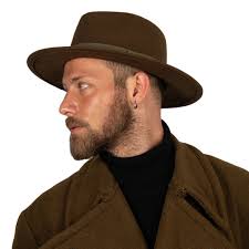 Khaki grüner Fedora-Hut, Veganer Filz, steife Krempe, Männer Wintermütze,  Frauen breite Krempe, steifer Fedora-Hut, flache Krempe, Brautjungfer