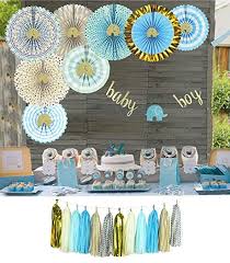 Amazon Com Yara Elephant Baby Shower Decorations Kit For Boy Baby Shower Decorations For Boys Elephant Baby Shower Decorations Winter Baby Shower Decorations