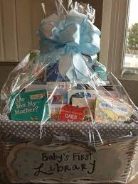 Baby S First Library Diy Stuff I Ve Made Pinterest Adorable Baby Gift Suggestions For Baby Shower Gift Basket Baby Boy Gift Baskets Baby Shower Baskets
