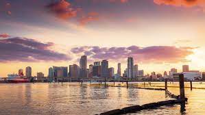 This is miami skyline sunset by william h. Miami Skyline At Sunset With Stockvideoklipp Helt Royaltyfria 8391493 Shutterstock