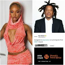 Rock Nation, a record label owned by the biggest rapper of all-time in the  world, Jay-Z, congratulated Ayra Starr for winning her first BET Award.  This might be a new open door
