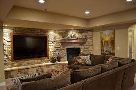 Decorate a basement for entertaining basement tv wall design. Basement Tv Wall Idea Basement Living Rooms Rustic Basement Framing A Basement