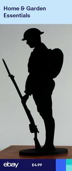 Silhouette War Memorial British Army Tommy Soldier Figure Standing 25cm Tall Soldier Silhouette Soldier Drawing Silhouette Art