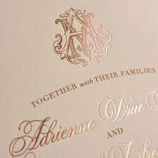 Rose Gold Foil Custom Monogram Wedding Invitations By Ecru Stationery Design Custom Wedding Monogram Monogram Wedding Invitations Monogram Invitation