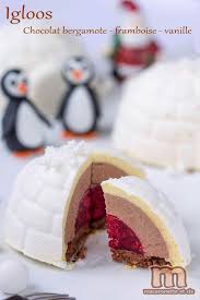 Igloos Sur La Banquise Entremets Individuels Framboise Chocolat Bergamote Vanille Macaronette Et Cie Dessert Noel Idee Dessert Recette Dessert Noel
