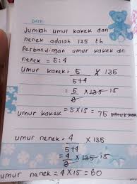 Mencari umur ani juga bisa menggunakan rumus yaitu. Perbandingan Usia Kakek Dan Nenek 5 4 Jumlah Usia Mereka Adalah 135 Tahun Selisih Umur Kakek Brainly Co Id