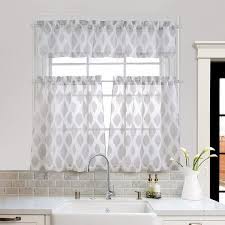 The kitchen is the most popular place to spend time since people love bonding over food, so it's worthwhile to outfit it in the most welcoming way possible. Amazon Com Mysky Home Grey Kitchen Window Curtains And Valances Set 36 Inch Length Jacquard Rod Pocket Small Kitchen Window Curtains 3 Piece Set Kitchen Dining