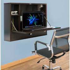 The large open desktop leaves plenty of work space to spread out on. Basicwise 23 5 In Wide Black Wall Mount Fold Out Office Laptop Writing Desk Table With Storage Shelves And Drawer Qi003744 Bk The Home Depot